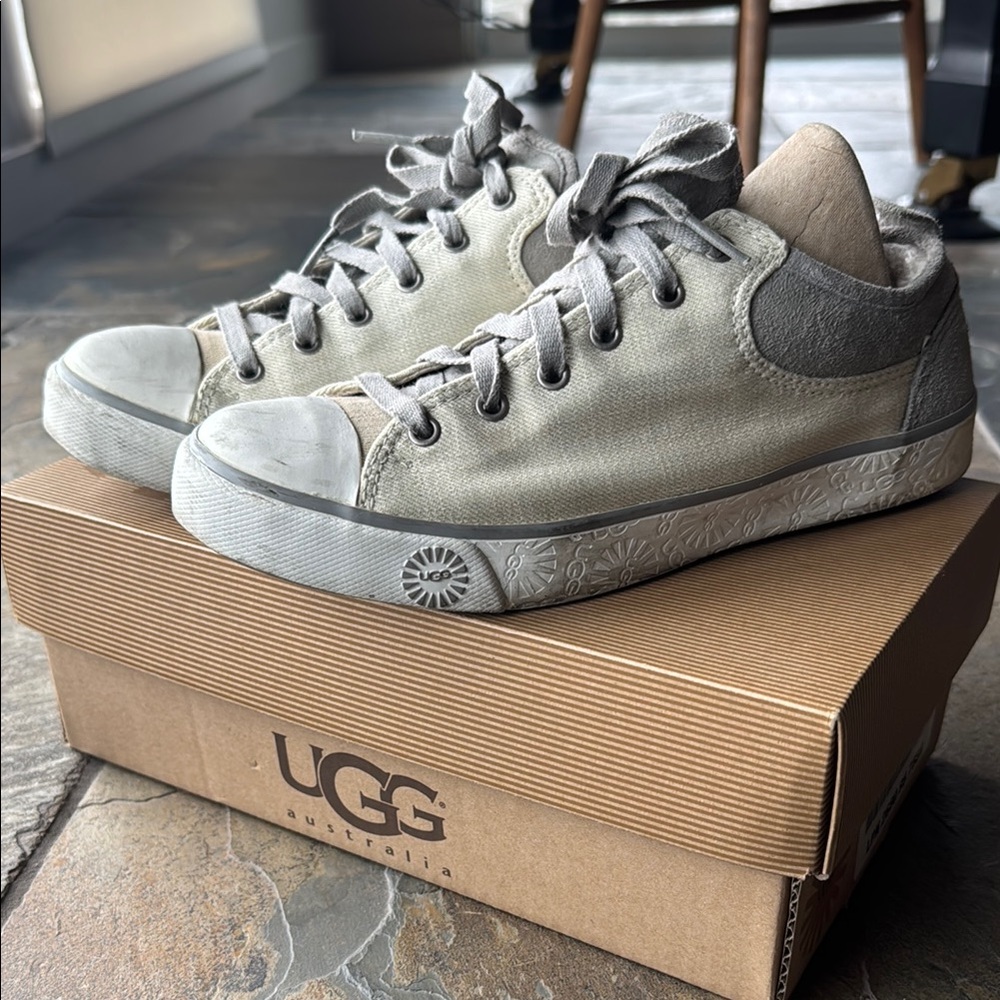 UGG Gray Sneakers with Canvas Upper and Rubber Sole